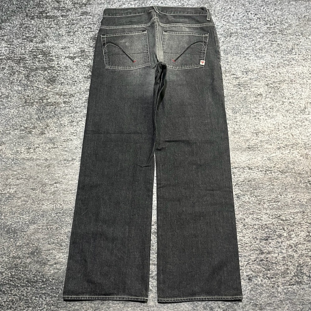 Guess Button Fly Jeans Mens 34x32 Black Baggy Wide Leg Grunge Skater Vintage Y2K